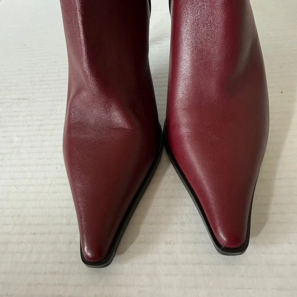 Steve Madden Lingo Womens Leather Wine Burgundy Zip Knee High Boots Size 7.5